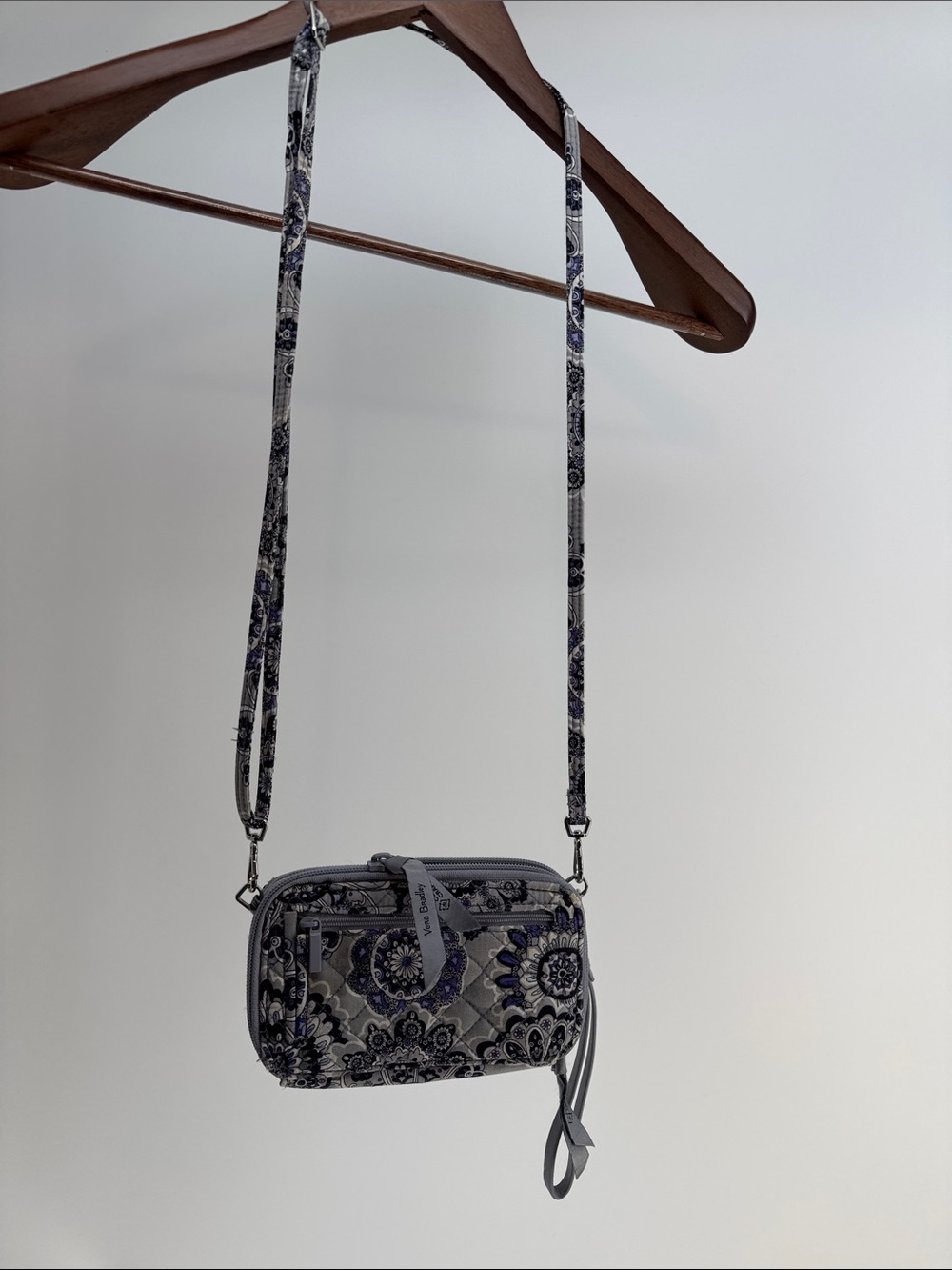 Vera Bradley Gray and Purple Paisley Quilted Crossbody